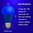 thumbnail image 4 of Bombilla LED de color azul – Bombillas azules con base A19 E26 de 9 W (equivalente a 60 W), bombillas azules perfectas para porche al aire libre, decoración navideña, decoración de fiestas, iluminació, 4 of 4