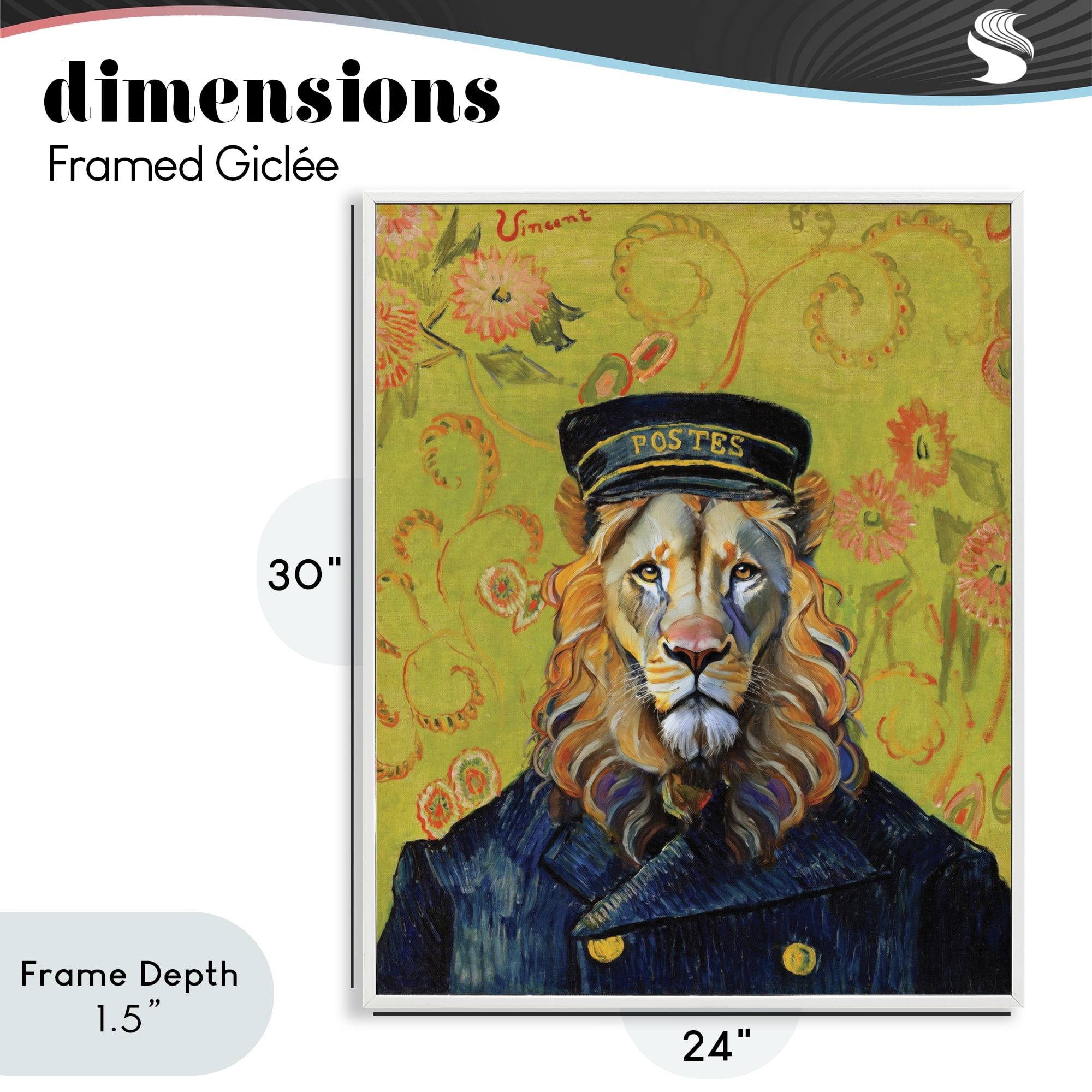 Stupell Industries French Lion Postmaster White Framed Giclee Art, design by Grotto Studios
