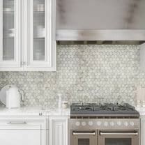 Mirage 12 x 12 in. Honed Soft White with Beige Marble Mosaic Hexagon Wall and Floor Tile (4.83 sq ft/case) - 5 Pack