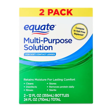 Equate Multi-Purpose Solution for Soft Contact Lenses, 24 fl oz (2x12 fl oz), Compare to Opti-Free Replenish