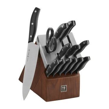 Henckels Definition 14-pc Self-Sharpening Knife Block Set, Chef Knife, Paring Knife, Utility Knife, Bread Knife, Steak Knife, Black, Stainless Steel