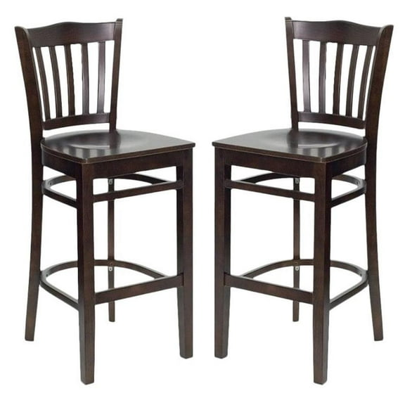 Home Square Hercules Series 31" Bar Stool in Walnut - Set of 2