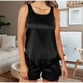 thumbnail image 2 of cfhntfmh Silk Satin Pajamas Tank Top Pajama Ruffle Short Sets Sleeveless Silk Pjs Scoop Neck Lounge Sets Sleepwear for Women, 2 of 7
