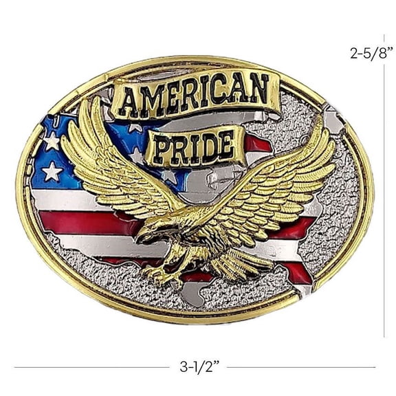 American Pride Eagle USA Flag Belt Buckle Full color silver gold Patriot US