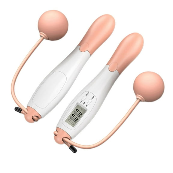 GARENDE Cordless Jump Rope Smart with Digital Counter Adjustable Speed Fitness Jump Rope Pink White