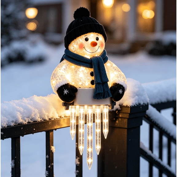 WinterGlow Snowman Icicle Light Decor Cozy Glow Winter Seasonal Decor