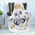thumbnail image 4 of Anchor Soft Flannel Fleece Throw Blanket, Nautical Print with Anchor Lifeboys and Rudder Captain Features, Cozy Plush for Indoor and Outdoor Use, 60" x 80", Pale Brown Blue White, by Ambesonne, 4 of 5