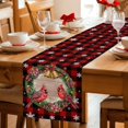 thumbnail image 5 of Red Plaid Christmas Table Runner 48 Inches Long Farmhouse Dress Scarves, Xmas Snowflake Birds Botanical Dining Tablerunner for Coffee Table/Kitchen Island/Party Décor, 13" x 48", 5 of 8