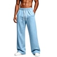 thumbnail image 2 of Resicozy Baggy Sweatpants Men Wide Leg Loose Fit Lounge Gym Solid Casual Joggers Oversized Sweatpant with Pockets Sky Blue S, 2 of 6