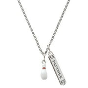 Delight Jewelry Silvertone Bowling Pin Silvertone Mother Daughter Bar Charm Necklace, 23"