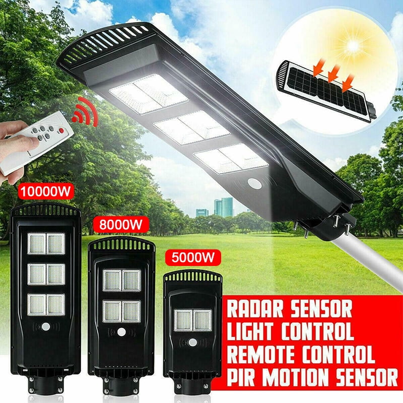 5000 8000 w Led Solar Street Lights Outdoor Dusk To Daybreak Pole Light Waterproof Ideal For Parking Lot Pathway Yard Road And Garden Walmart Com