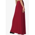 thumbnail image 4 of TheMogan Women's Casual Lounge Solid Foldable High Waist Draped Jersey Relaxed Long Maxi Skirt Burgundy 3X, 4 of 7