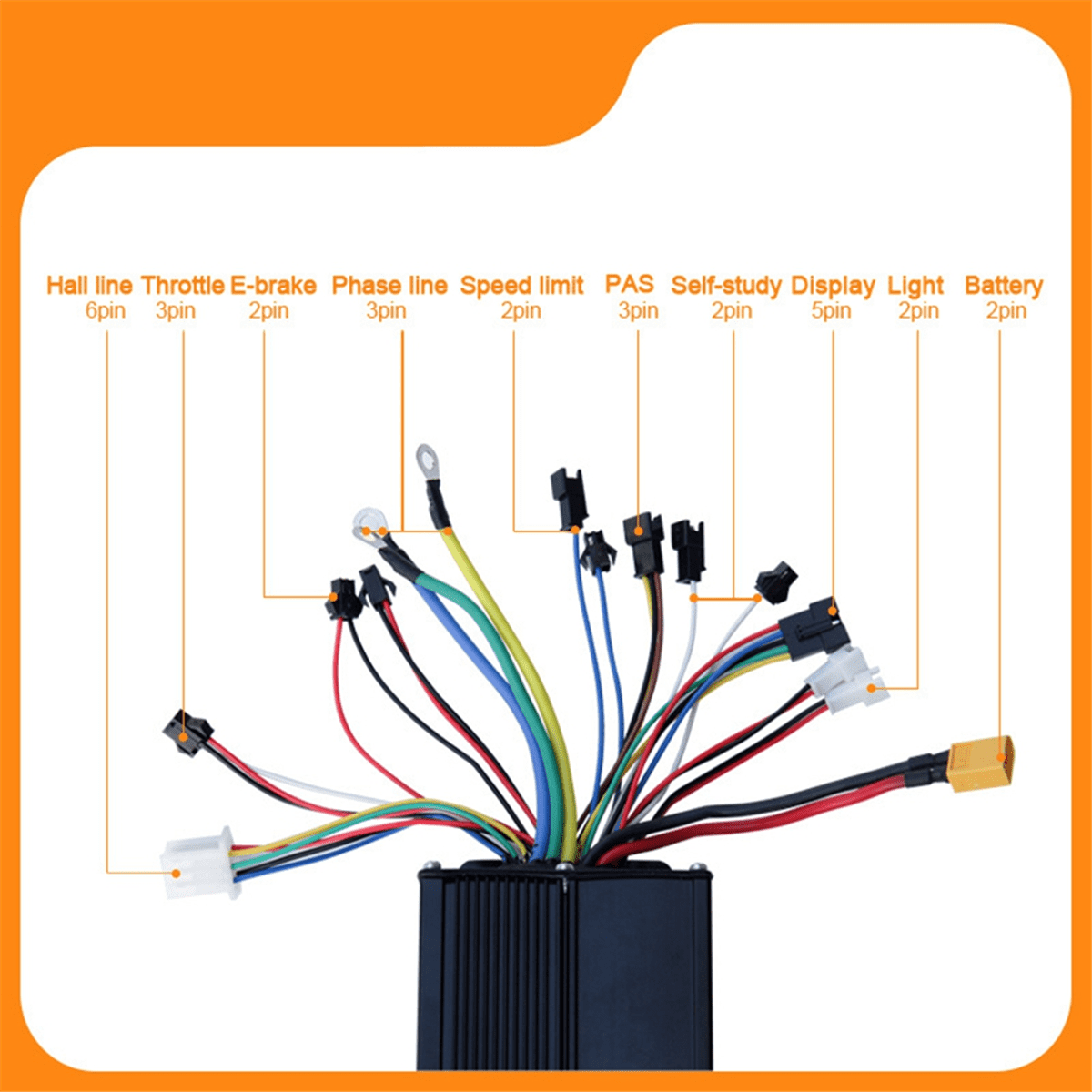 48V 72V E-Bike 40A 1000W-2000W Three Mode Sine Wave Controller for Electric Bicycle Ebike E-Scooter