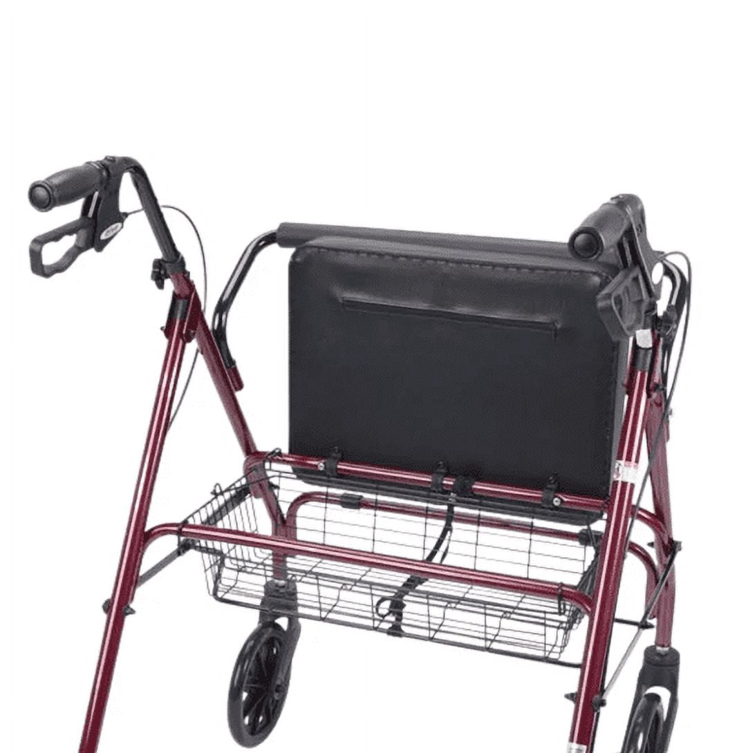 HEALTHLINE Heavy Duty Bariatric Rollator Walker For Senior With Seat and Wheels, 4 Wheel Walker With Seat and Basket and Brakes, Medical Heavy Duty Walker With Seat for Seniors, Red