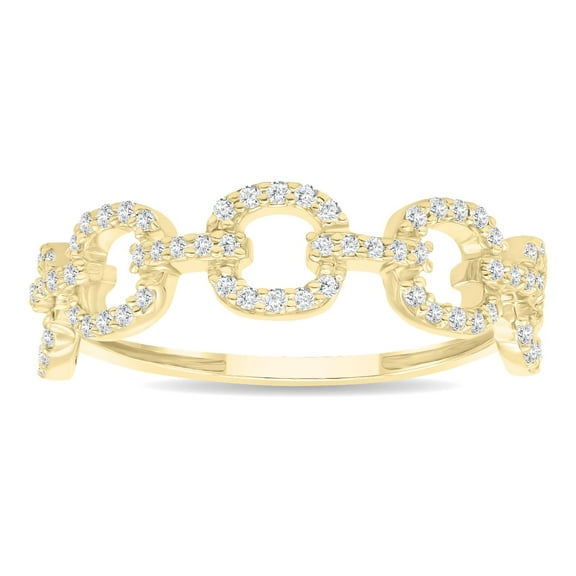SZUL Women's 1/4 Carat TW Diamond Link Wedding, Fashion, or Anniversary Band in 10K Yellow Gold (J-K-L Color, I2-I3 Clarity)
