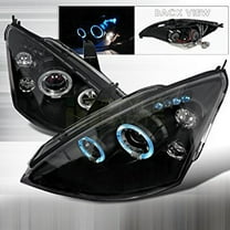 SMD LED Halo Projector Headlight In Black Housing Clear Lens Made For And Compatible With 2000 - 2004 Ford Focus 00 01 02 03 04
