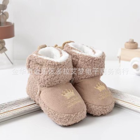

Baby toddler shoes 0 to 1 year old baby cotton shoes soft bottom Velcro warm fleece-lined thick winter snow boots anti-drop