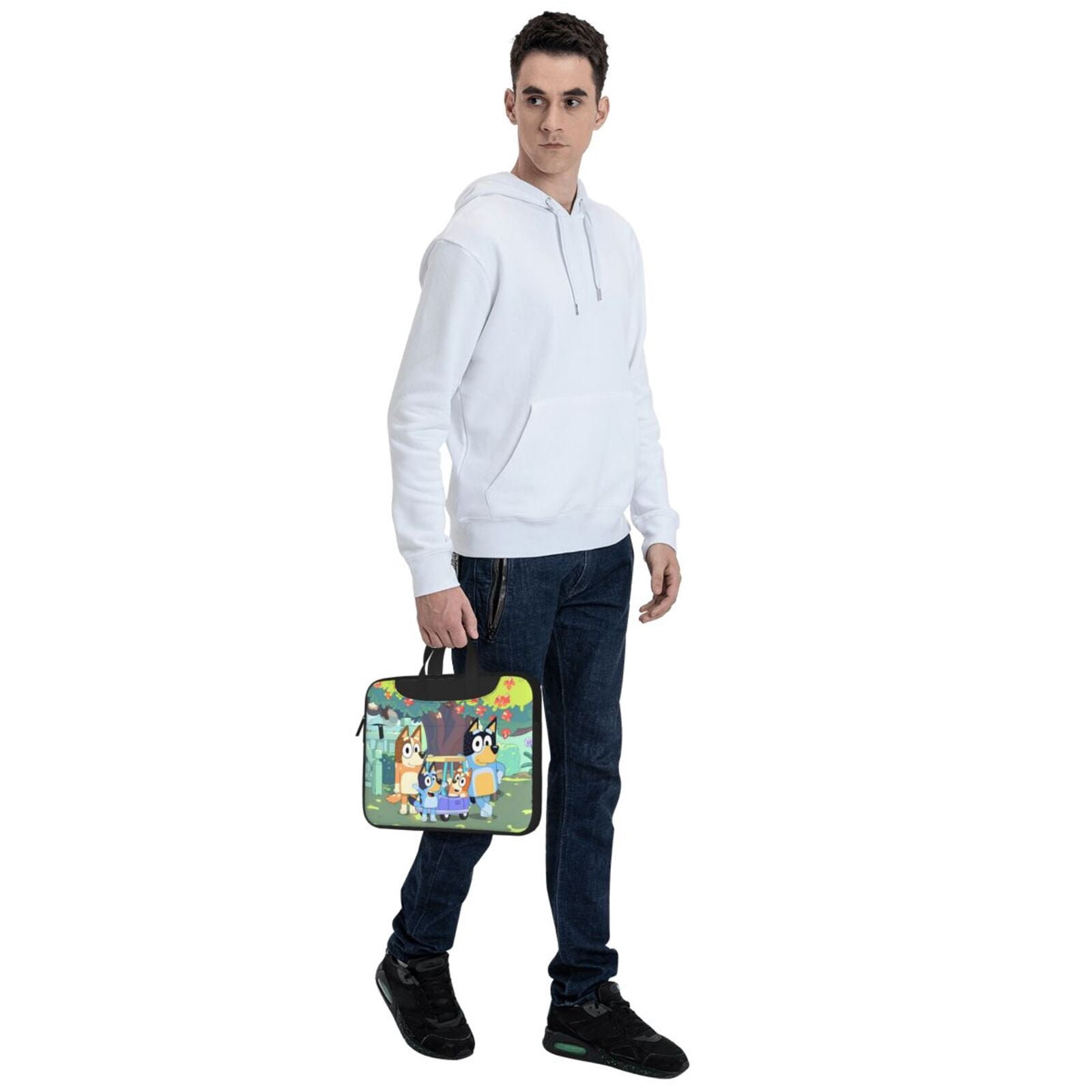 Kowoue Bluey Pattern Ultra-Thin Laptop Bag – Lightweight Shoulder Briefcase with Carry Handle, and Adjustable Strap, Fits 13-15.6-inch Laptops