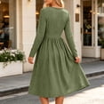 thumbnail image 7 of Bosfbaoi Dresses for Women Round Neck Long Sleeve Striped High Waist Flowy Midi Dress, 7 of 7