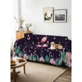 thumbnail image 3 of Pink Flamingo Couch Cover for 2 Cushion Sofa, Green Summer Tropical Botanical Black Washable Loveseat Sofa Covers Slipcover for Sectional Sofas L-Shaped, Couch Throw Cover 71"x118", 3 of 9