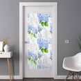 thumbnail image 2 of Summer Hydrangeas Window Privacy Film, White Blue Flowers Pastoral Leaves Static Cling UV Sun Blocking Heat Control Window Tint Day and Night, Non-Adhesive One Way Windows Privacy Cover 35.4''x78.7'', 2 of 7
