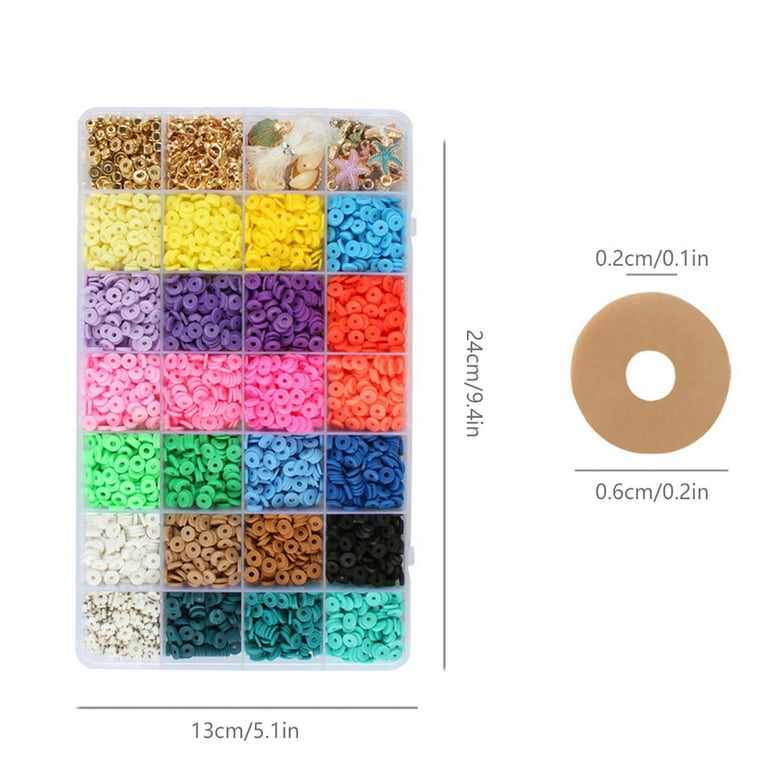 6mm 5200pcs Premium Polymer Clay Beads for Bracelets 24 Bright Colors with 900 P