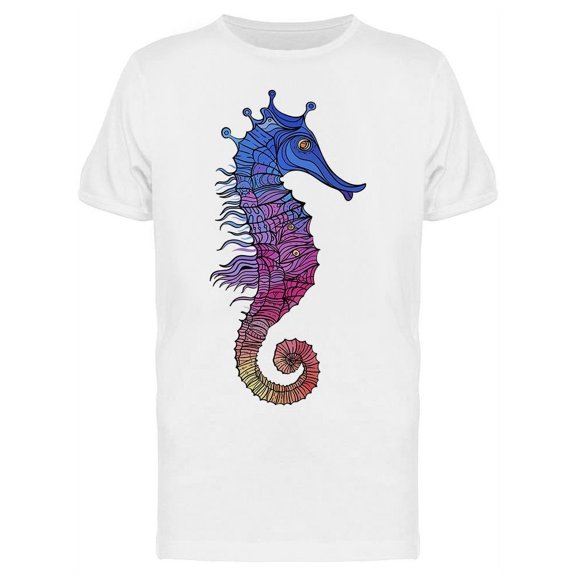 Rainbow Seahorse Sketch T-Shirt Men -Image by Shutterstock, Male Medium