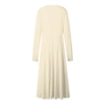 thumbnail image 3 of Women's Autumn Winter Casual V-Neck Long Sleeve Solid Color Long Dress, Beige, Size L, 3 of 4