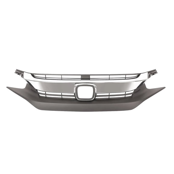 HOUGEET Front Bumper Grille W/Chrome Fit for 2016-2018 Honda Civic Sedan (W/O Chrome Eyelid Trims)