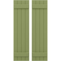Ekena Millwork 14"W x 80"H Americraft Four Board (2 Batten) Exterior Real Wood Joined Board-n-Batten Shutters (Per Pair), Moss Green