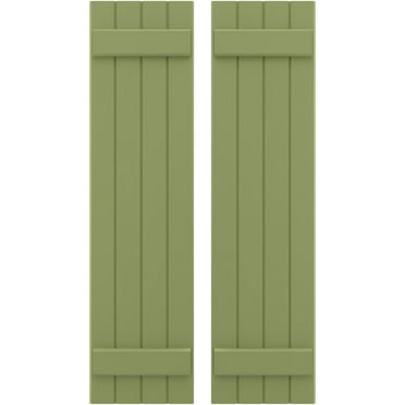 Ekena Millwork 14"W x 80"H Americraft Four Board (2 Batten) Exterior Real Wood Joined Board-n-Batten Shutters (Per Pair), Moss Green