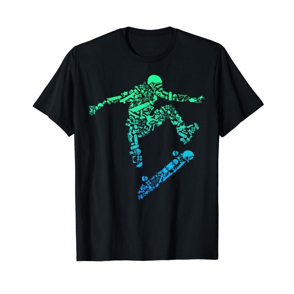 Skater Skateboarding Helmet Gear Skateboard - Skateboarder T-Shirt Black