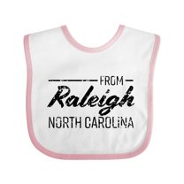 Inktastic From Raleigh North Carolina in Black Distressed Text Boys or Girls Baby Bib