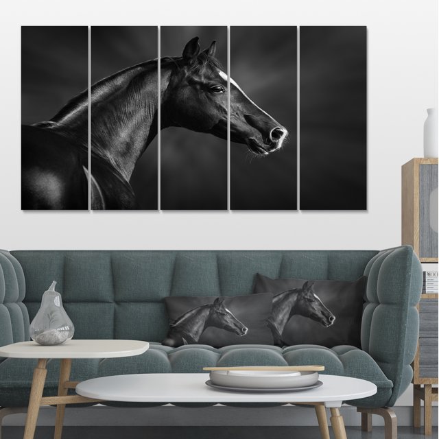 Portrait de Cheval Arabe Noir - Impression sur Toile d'Animal