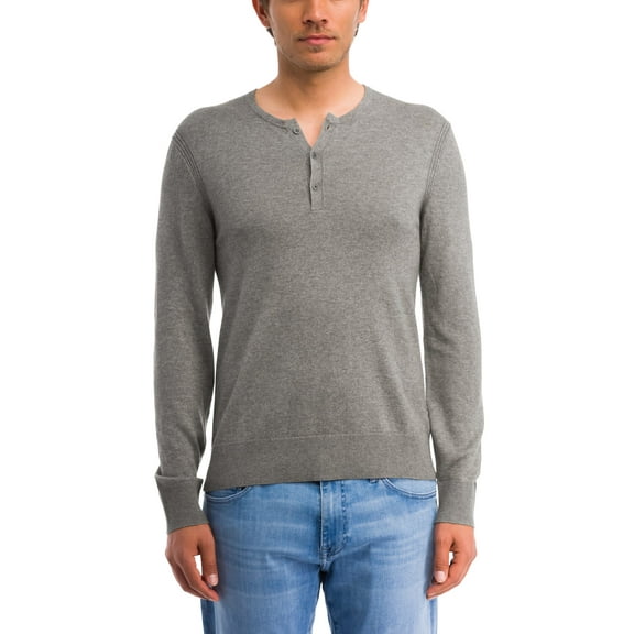 John Varvatos NICKEL Provo Long Sleeve Cotton Yak Henley Sweater, US X-Small