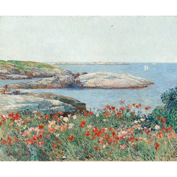 Poppies, Isles of Shoals by Childe Hassam - 12" x 18" Art Print Wall Decor