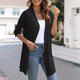 thumbnail image 2 of Camisas para mujer,Cárdigan de manga 3/4 para mujer, suéter informal abierto, mezcla de poliéster suave, para usar en casa, sopatenor, 2 of 9