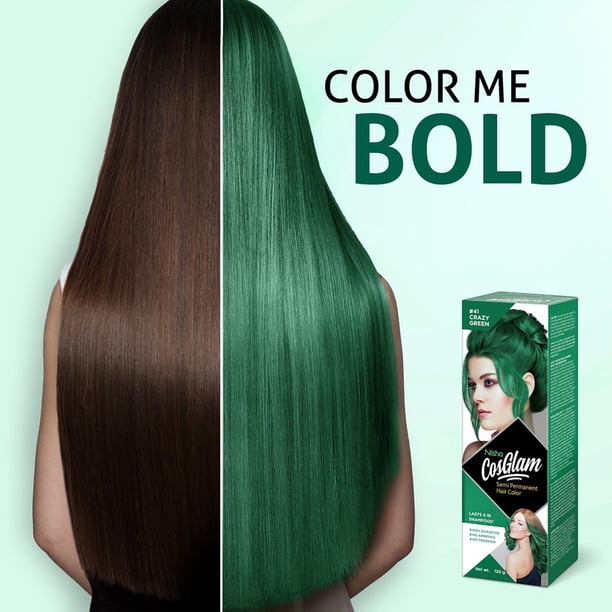 Nisha Cosglam Semi Permanent Hair Color Crazy Green, Non-Oxidative