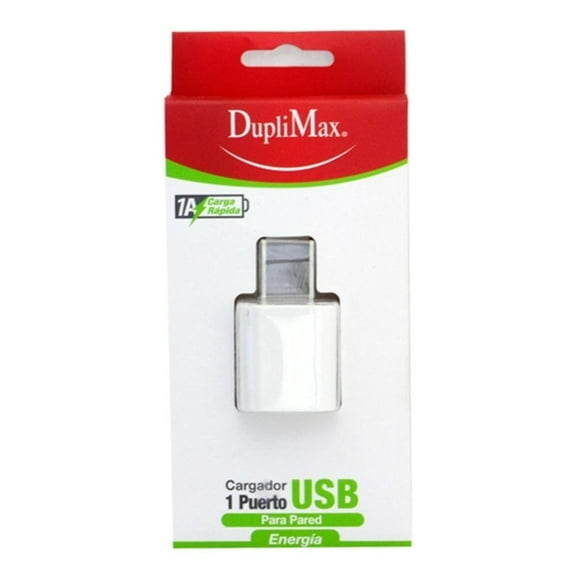Cargador de Pared Duplimax con 1 Puerto USB Mod. 304070 Blanco
