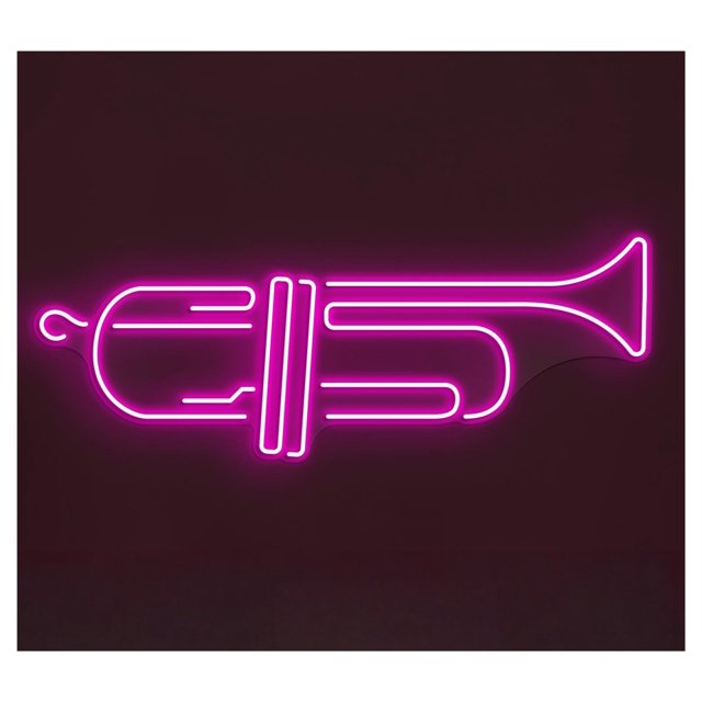 Letrero De Neón Trompeta Con Luz LED Para Decoración Estudio Música, Sala Juegos, Dormitorio, Bar, Estar, Fiesta Cumpleaños 55cm
