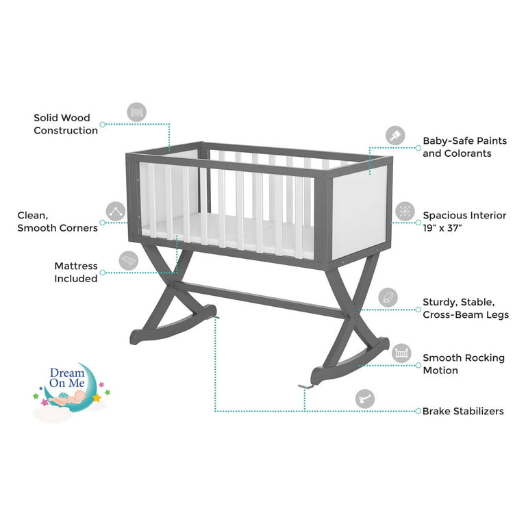The Dream On Me Luna/Haven cradle creates a cozy nest-like surrounding for  your newborn. This cradle offers a simple …