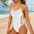 thumbnail image 3 of TODOZO One Piece Swimsuit Women Tummy Control Slimming Cheeky Modest 2025 Trendy Swim Suits for Women 2025 Bathing Suit for Women One Piece Women's Solid Color Cut Out Conservative Bikini White L, 3 of 4