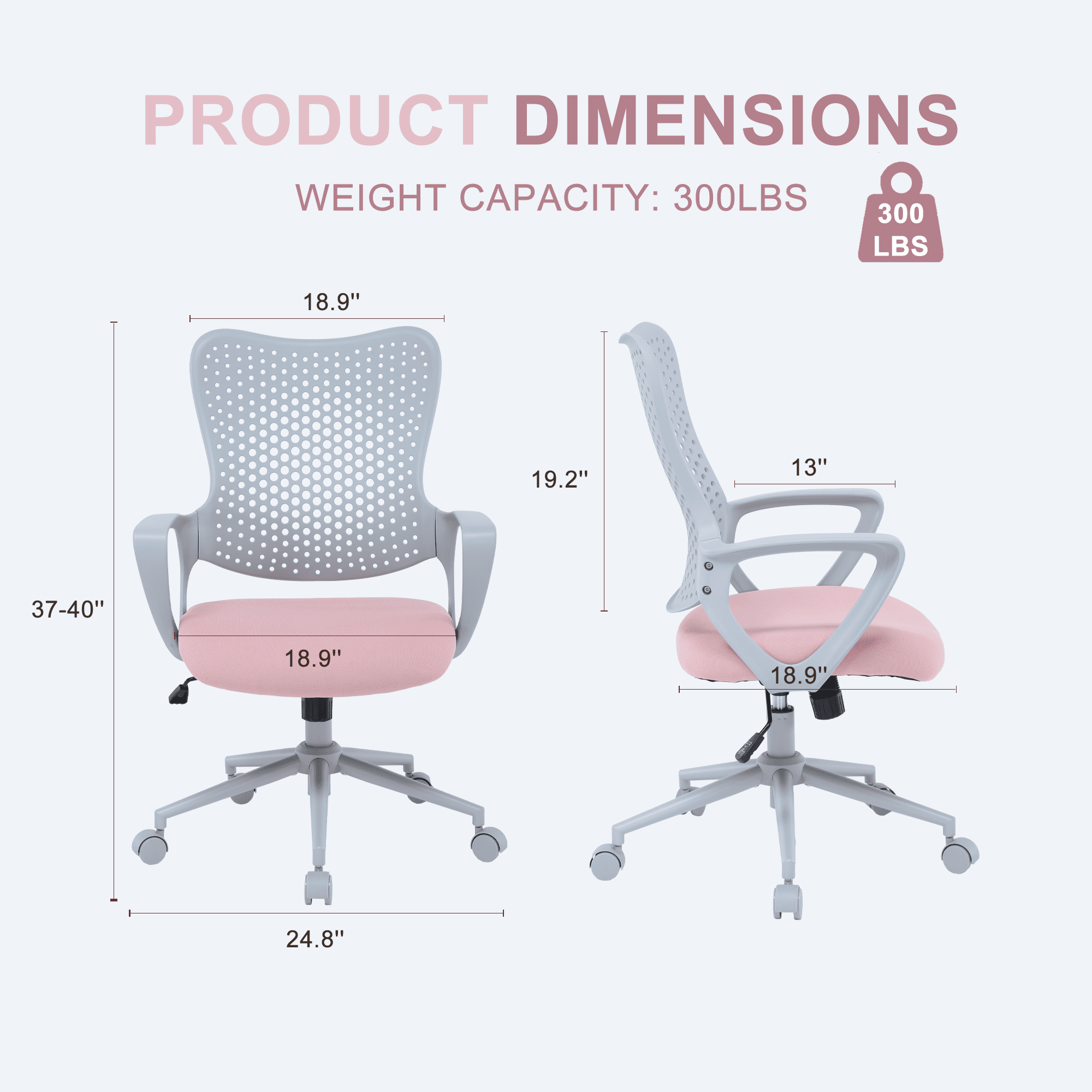 ENYLAY Ergonomic Office Chair, Breathable Mesh Computer Desk Chair with Armrests & Rolling Swivel, Butterfly Back Design Task Chair for Home Office, Adults Teens (Pink)