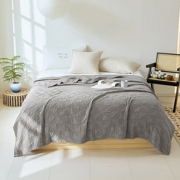 Pure Cotton Blankets Summer Plain Relief 4 Layers Gauze Cooling Blanket Double Couple Bed Blanket Quilts Bedspread On The Bed LUHAN Walmart