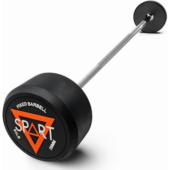 SPART Rubber Coated Fixed Barbell, Pre-Loaded Weights Straight Solid Steel Barbells, Weighted Bar for Weightlifting Exercise, Bodybuilding, Strength Training, Squat Rack & Bench Press