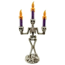 Skeleton Candle Lamp-Halloween Decorations-Halloween Skeleton Candelabra Decorations Led Light Up Candle Holder with Flashing Colored Theme for Home Tabletop