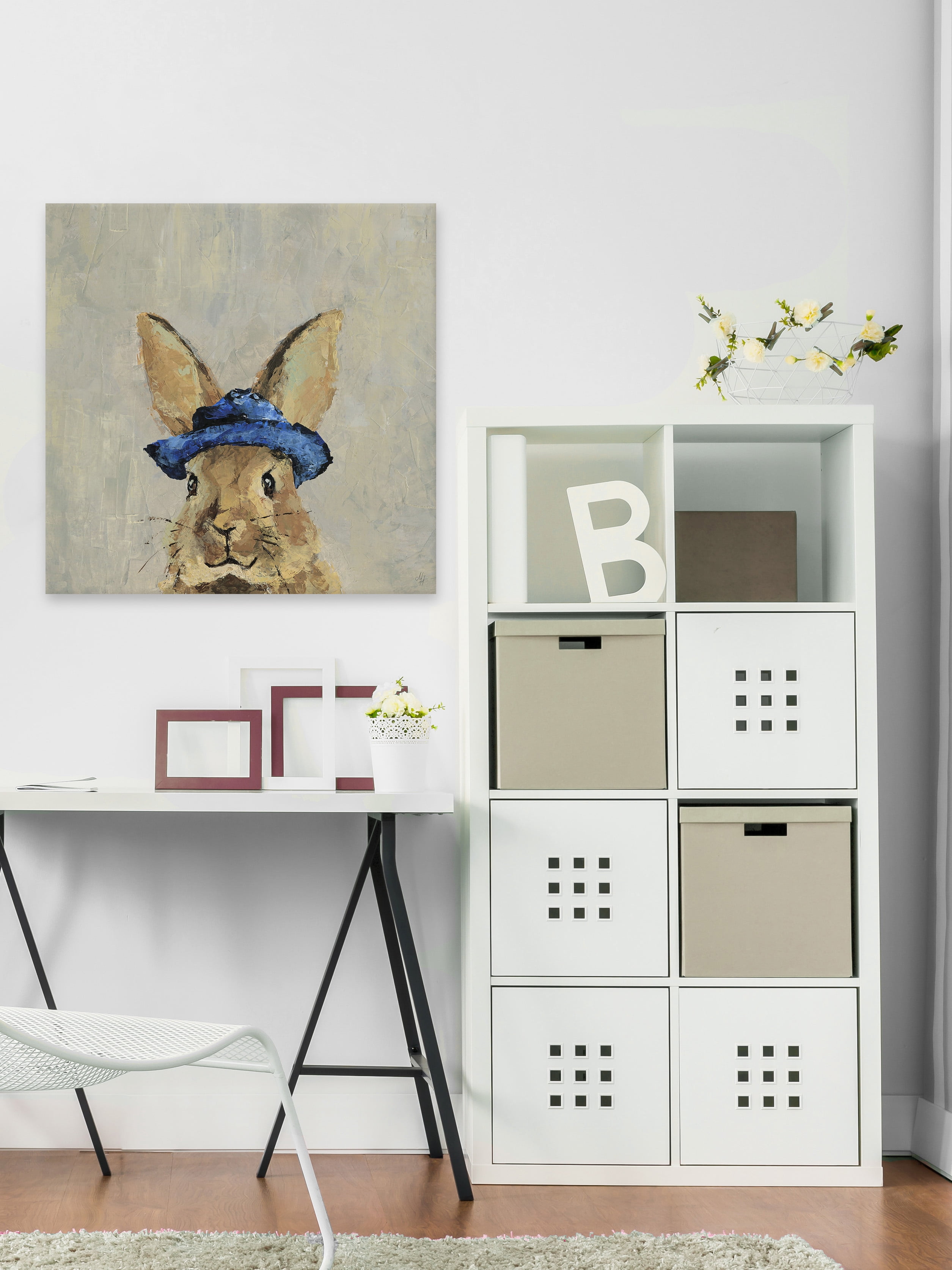Marmont Hill Blue Hat Rabbit Canvas Wall Art