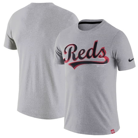 Nike Arch T-shirt - Cincinnati Reds Nike Marled Wordmark T-Shirt - Heathered Gray