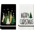 thumbnail image 2 of Pink Xmas Tree Merry Christmas Kitchen Towels Dish Towels, Farmhouse Star Holiday Winter Decoration Hand Towels Set of 2 Christmas Hand Towels for Bathroom, 2 of 3
