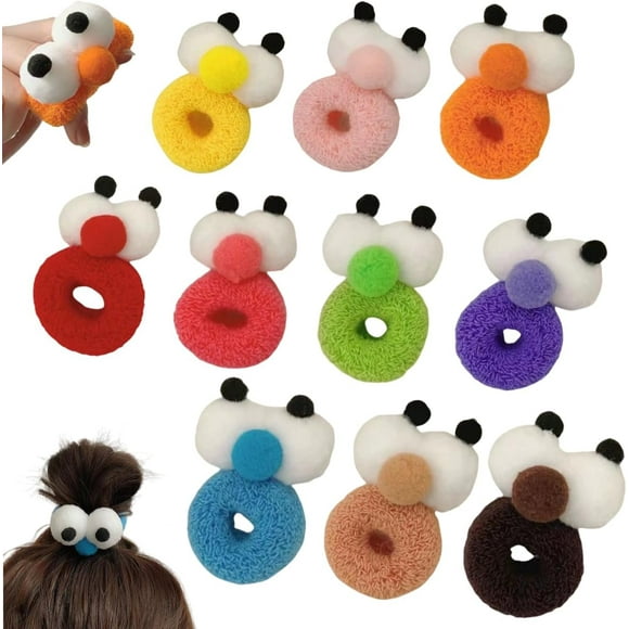 Attache-cheveux Boule de Neige - Couleur Bonbon, Anneau Élastique Haute, Mini Bandeau Yeux Drôles et Mignons, Attaches-Cheveux Boule Double Colorées, Bijou Mignon pour Décorations de Fête (Couleur A+B)